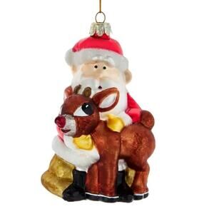 Kurt‎ Adler Rudolf The Red Nose Reindeer Holiday/Christmas Glass 5" Ornament
